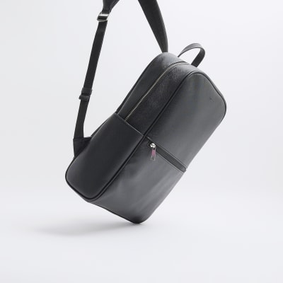 Black Smart Textured Backpack River Island