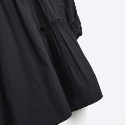 Black smock mini dress | River Island