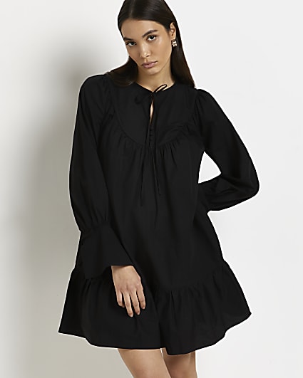 Black smock mini dress