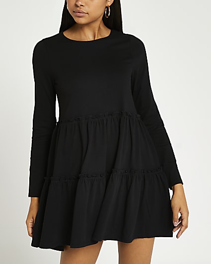Black smock mini dress