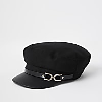 Black snaffle baker boy hat