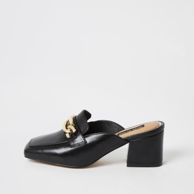 black block heel mules