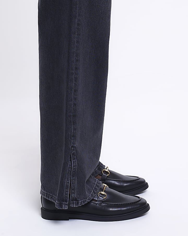 Black snaffle detail loafers