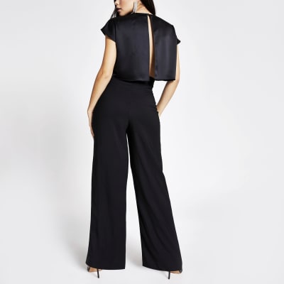 black cape sleeve jumpsuit