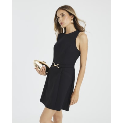 Black Snaffle Front Mini Shift Dress