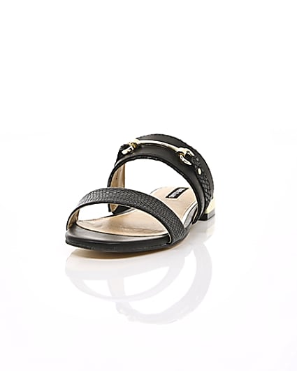 360 degree animation of product Black snaffle trim mule sandals frame-2