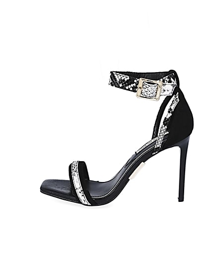 360 degree animation of product Black Snake Print Barely There Sandal frame-3