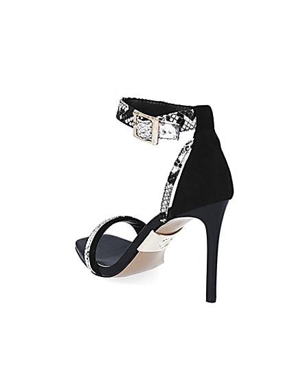 360 degree animation of product Black Snake Print Barely There Sandal frame-6