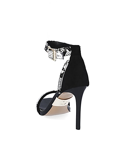 360 degree animation of product Black Snake Print Barely There Sandal frame-7
