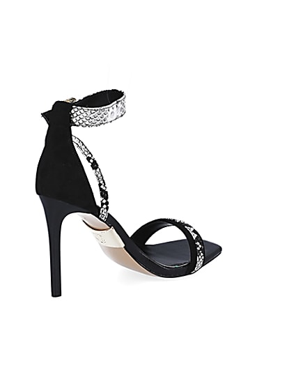 360 degree animation of product Black Snake Print Barely There Sandal frame-12