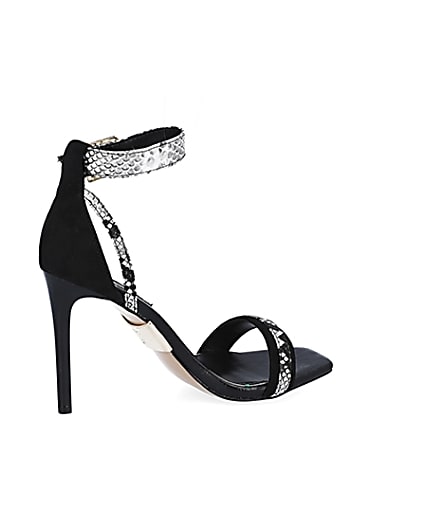 360 degree animation of product Black Snake Print Barely There Sandal frame-13