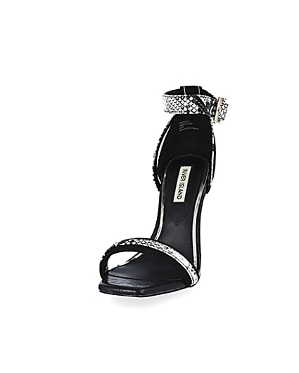 360 degree animation of product Black Snake Print Barely There Sandal frame-22