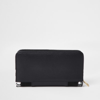 Black snake print 'River' zip around purse