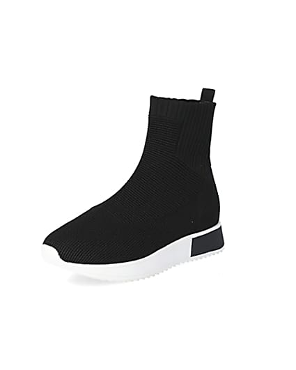 360 degree animation of product Black sock runner trainers frame-0