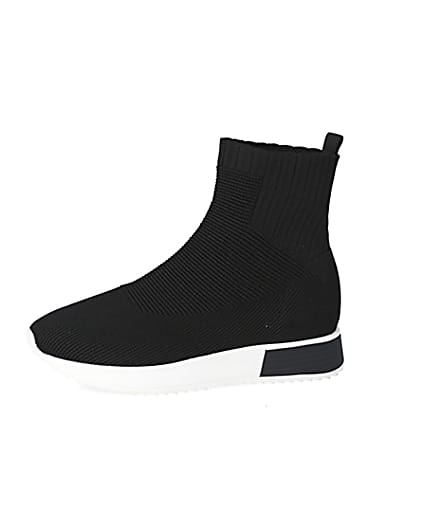 360 degree animation of product Black sock runner trainers frame-2