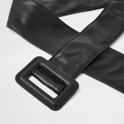 Black soft sash waist belt