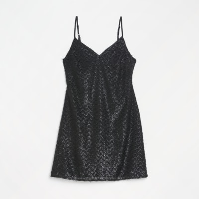 Black sparkly slip mini dress