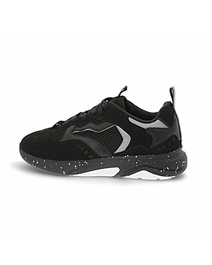 360 degree animation of product Black speckled sole runner trainers frame-4