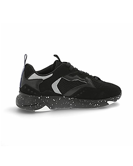 360 degree animation of product Black speckled sole runner trainers frame-14
