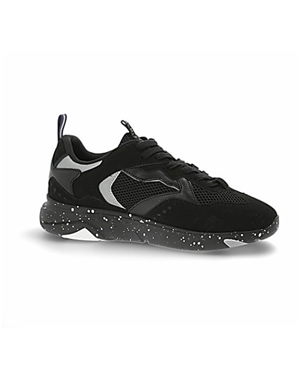 360 degree animation of product Black speckled sole runner trainers frame-16