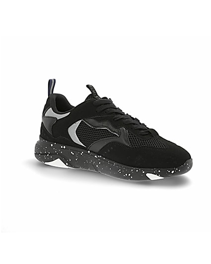 360 degree animation of product Black speckled sole runner trainers frame-17