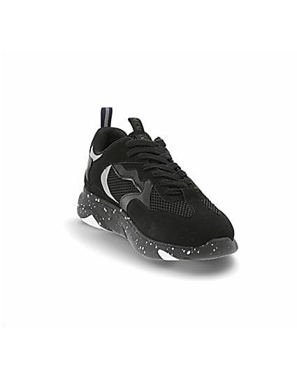 360 degree animation of product Black speckled sole runner trainers frame-19