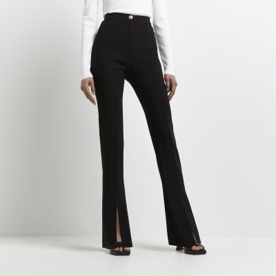 Black split hem flare trousers