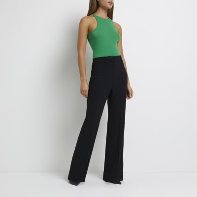 black split hem trousers