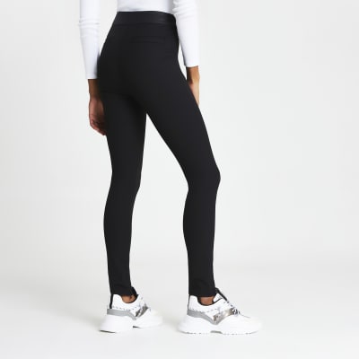 Black split hem skinny trousers