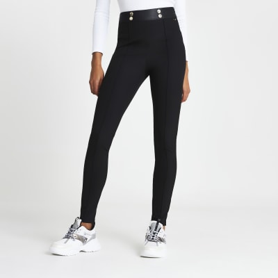 Black split hem skinny trousers