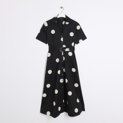 River island black spot dress sales
