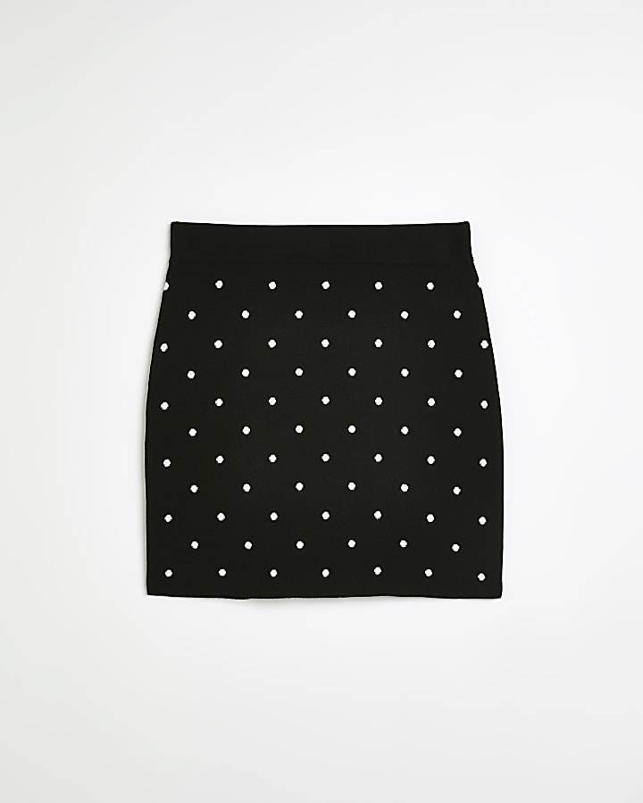 Black spot mini skirt