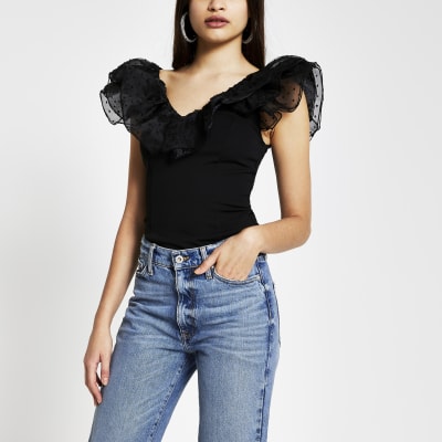 river island ruffle top