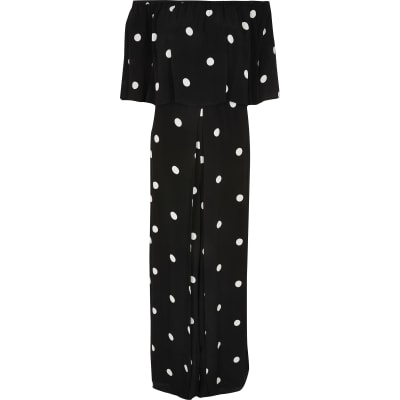 river island black spot jumpsuit