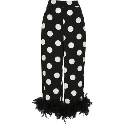 river island black spot wide leg jumpsuit