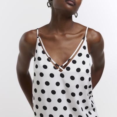 Black spot sleeveless cami top River Island