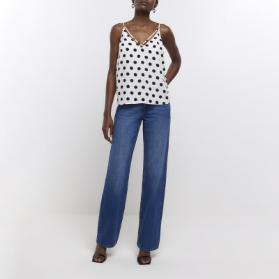 Black spot sleeveless cami top River Island