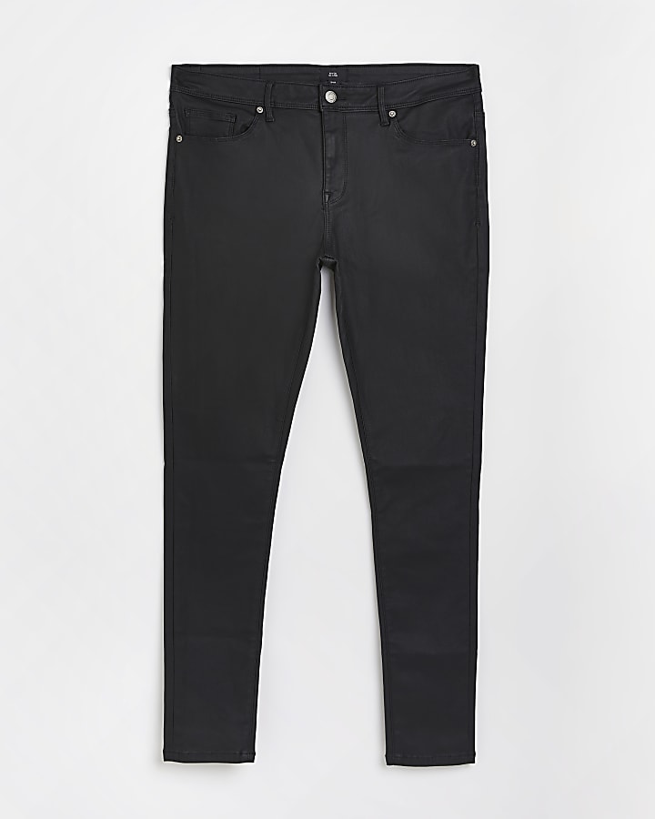 Black Spray on Skinny fit Coated Jeans