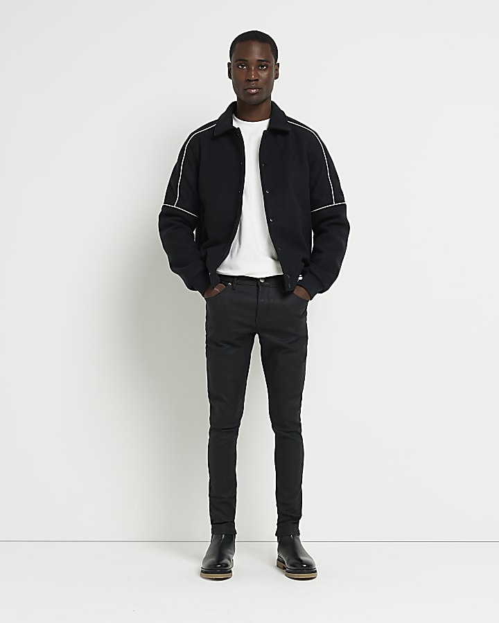 Black Spray on Skinny fit Coated Jeans