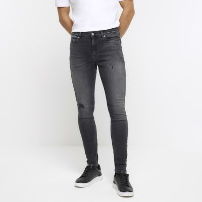 Mens black spray on ripped sale jeans