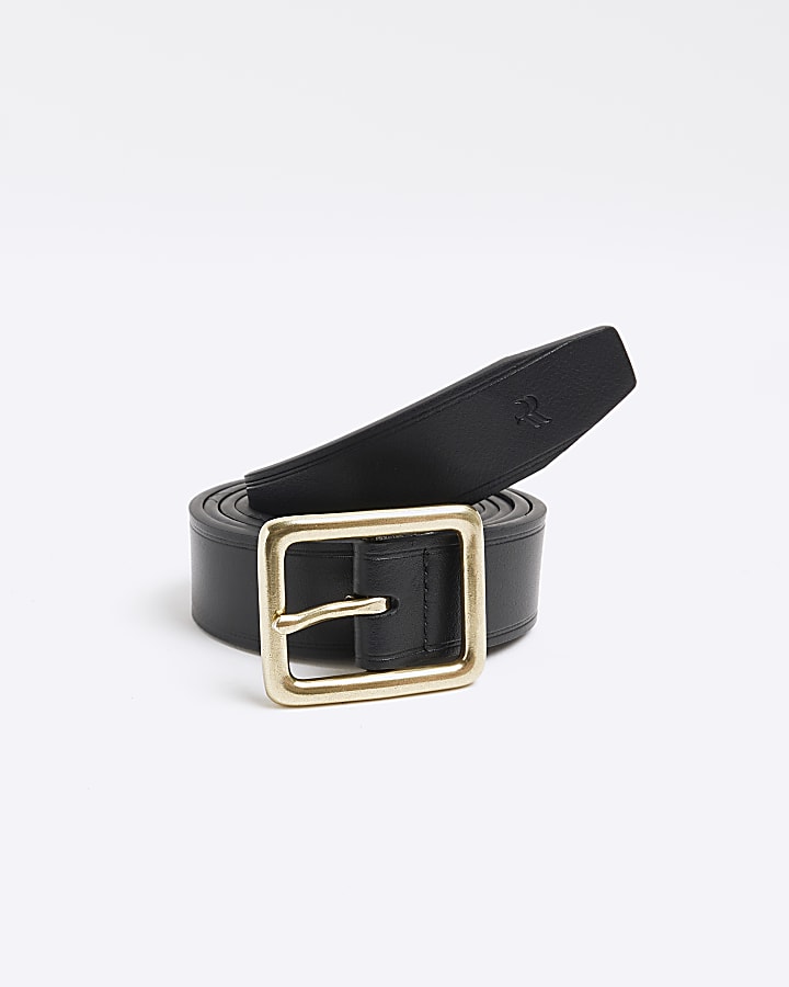 Black square buckle belt