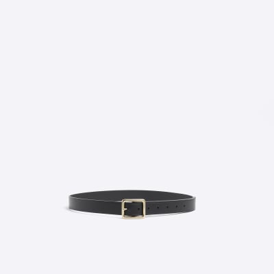 Black square buckle belt River Island
