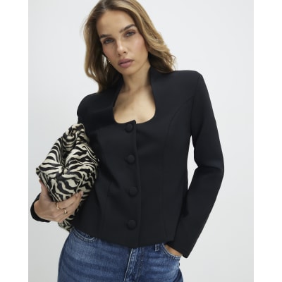 Black Square Neck Jacket