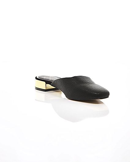 360 degree animation of product Black square toe backless loafers frame-6