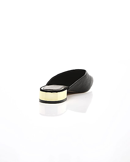 360 degree animation of product Black square toe backless loafers frame-14