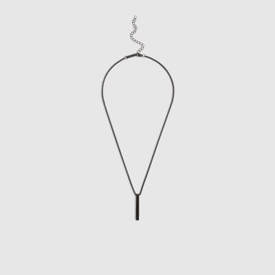 Black Stainless Steel Bar Necklace
