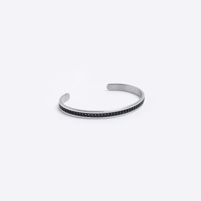 Black stainless steel cuff bracelet River Island