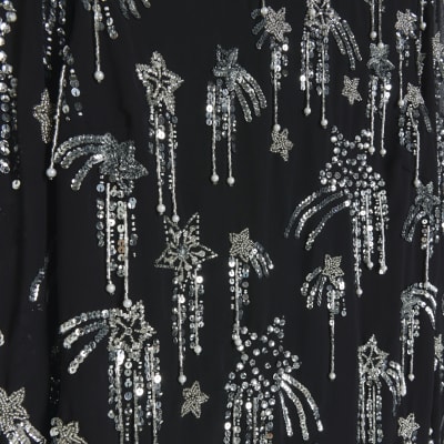 Black star embellishment bodycon mini dress | River Island