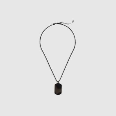Black Steel Black Tag Necklace