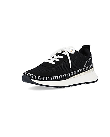360 degree animation of product Black stitch detail trainers frame-0